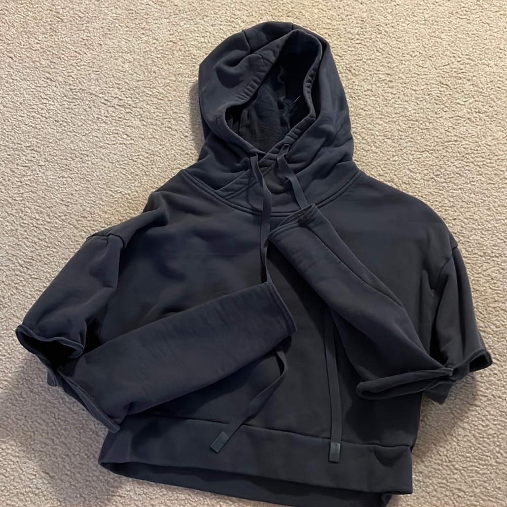 Gray cropped Alo hooded sweatshirt